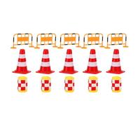 BESTonZON Miniature Traffic Sign Playset for Boys and Lightweight Educational Road Barrier with Red Cones Orange Fences Yellow Crash Buckets Traffic Simulation Props for Learning Rules and