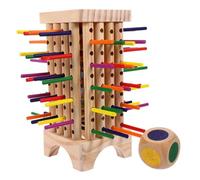 BESTonZON Montessori Wooden Board Game with Colorful Wooden Sticks and Dice Educational Math for Creativity and Cognitive Development