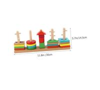 BESTonZON Multicolored Wooden Geometrical Shape Matching for Educational Building Blocks for Early Development Safe Beechwood Material Enhances Spatial Awareness and Creativity