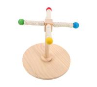 BESTonZON Natural Wood Parrot Stand Rotating Windmill Perch for Birds Budgies Cage Accessory with Stable Base Chewable Interactive Bird Play Gym for Beak Grinding and Cognitive Stimulation