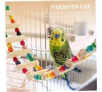 BESTonZON Natural Wooden Bird Parrot Ladder with Hanging Swing Bridge and Climbing Steps for Pet Birds Safe Non Toxic Chew to Promote Activity and Happiness