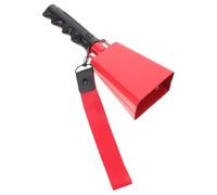 BESTonZON Noise Maker Cowbells 2 Pack Metal Cowbells with Wrist Strap and Handle Lightweight Versatile Outdoor Use Red Modeled after A Soccer Ball for Sporting Competitions