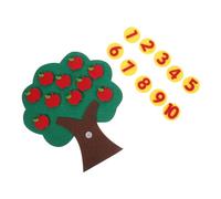 BESTonZON Non Woven Apples Tree Math for Preschool Digital Cognitive Counting Game with Felt Leaves Educational Memory Matching and Hand Eye Coordination Learning Activity
