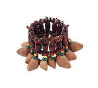 BESTonZON Nut Shell Handbell Bracelet Handmade African Percussion Chimes for Drumming Unique Ethnic Design Fits All Natural Bell Sounds for Musical Props