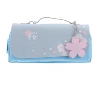 BESTonZON Pencil Case Double Layer with Double Zipper Design Large Capacity, Portable Oxford Cloth and Pu Material, Detachable Ornament, Holds for Students, Suitable for School Bag