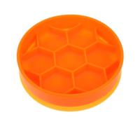 BESTonZON Pet Food Bowl Slow Feeder Dish for Dogs Non Slip Silicone with Suction Cup Prevent Choking Gulping Lightweight Portable Design Orange Color Small