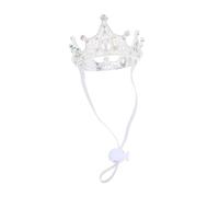 BESTonZON Pet Princess Crown - Small Dog & Cat Tiara with Adjustable Strap, Silver Alloy Jewelled Headband for Birthday Party & Wedding Accessories