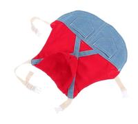 BESTonZON Pet Rabbit Harness and Leash Set with Denim Jacket and Red Sports Hat Lightweight Outdoor Traction Rope for Small and Dwarf Rabbits Size l for Walking and Training