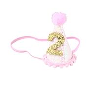 BESTonZON Pink Glitter Birthday Hat Two Year Old Photo Prop with Elastic String for Creative Celebrations Chic Hair Accessory for Parties