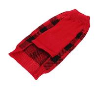 BESTonZON Plaid Warm Dog Sweater for Small to Medium Dogs Breathable High Collar Pet Garment Comfortable Knitted Winter Coat for Poodles and Chihuahuas Fashionable Red Checked Design