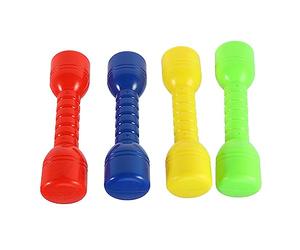 BESTonZON Plastic Dumbbells for Children Kindergarten Small Exercise Barbells Set 4pcs Red Green Yellow Blue for Boys and Girls Fitness and Morning Workout