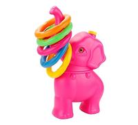 BESTonZON Plastic Ring Toss for Pink Elephant Style Outdoor and Indoor Interactive Game to Hand Eye Coordination and Color Recognition Rings Included