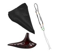 BESTonZON Portable 12-hole Alto Ocarina in C Key, Red-brown Ceramic Instrument for Beginner Students, Practical Mid-range Folk Flute for Music Learning and Performance