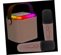 BESTonZON Portable Mini Karaoke Speaker with Mic, Wireless Wireless Audio Soundbox, Compact Rose Dual Microphone Set for Home and Travel Entertainment