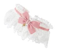 BESTonZON Portable Pink Lace Bow Tie Cat Collar for Kittens and Puppies Soft Polyester Pet Neck Decor with Elegant Pearl Accent Comfortable Adjustable for Weddings and Outdoor Events