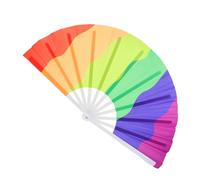 BESTonZON Portable Rainbow Hand Fan Compact Handheld Fan for Dance Shows Pride Month Parties Traditional Chinese Style Cooling Prop for Stage Performance