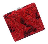 BESTonZON Portable Red Silk Pattern Oboe Reed Case 6 Slots Wood Reed Storage Box with Lid for Traveling Musicians