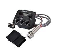 BESTonZON Preamp Piezo Pickup Equalizer Pickup Acoustic 3 Bands Eq with Volume Bass Treble Control Knobs Lcd Display Plastic Black for Guitar Accurate Tuning with Lcd Tuner