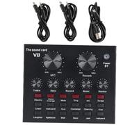 BESTonZON Professional Live Sound Card External Usb Audio Mixer Dj Music Mixer with Voice Effects for Mobile Streaming Podcasting and Ktv Recording