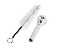 BESTonZON Professional Trumpet Cleaning Brush and Silver Plated Mouthpiece Set C507a Small Size Metal Shape for Instrument Maintenance and Musician Use
