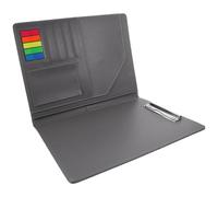 BESTonZON Pu Leather Document Organizer Folder Silver Grey, Business Portfolio Padfolio with Filing Board, Office File Storage Binder for Contract Signing and Document Management,