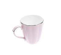 BESTonZON Pumpkin Shape Pink Bone China Mug Golden Strip Decor Ergonomic Handle Heat Resistant Ceramic Coffee Latte Cappuccino Tea Cup for Home and Office