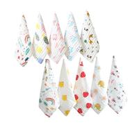 BESTonZON Pure Cotton 6-Layer Muslin Baby Face Towels for Newborns, Soft Absorbent Infant Handkerchiefs, Gentle Nursing Saliva Wipes, 30x30cm Mixed 10pcs Set for Baby Care