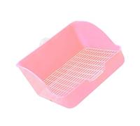 BESTonZON Rabbit Litter Box and Hamster Toilet Rectangular Plastic Cage Potty Trainer Splash Guard, Medium Size, Pink, Suitable for Guinea Pigs and Bunny Training