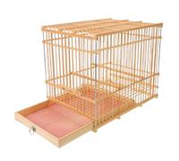 BESTonZON Rectangular Bamboo Bird Cage for Small Parrots and Finches with Hook and Tray Portable Vintage Handwoven Aviary for Budgies Lovebirds Cockatiels