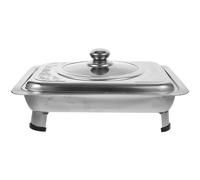 BESTonZON Rectangular Stainless Steel Buffet Dish with Visual Cover Anti-Fall Simple Fashion Kitchen Food Holder for Party and Hotel Use