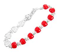 BESTonZON Red Apples Charm Bracelet for Women Creative Fruit Decorative Bracelet Silver Accents Cute Apple-Themed for and Women