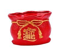 BESTonZON Red Ceramic Chinese Style Flower Pot Succulent Planter Household Plant Container for Garden Balcony Desk Decor with Creative Design