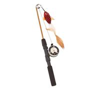 BESTonZON Retractable Fishing Rod Style Cat Teaser Stick with Fish Doll Pendant, Plastic Material to Increase Exercise and Interactive Play for Indoor Pet Cats Color Color