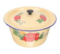 BESTonZON Retro Storage Basin Enamel Pot with Lid Vintage Simple Design Assorted Colour Smooth Surface Easy to Carry Suitable for Home and Hotel