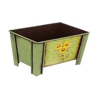 BESTonZON Retro Style Iron Succulent Pot Square Flower Growing Planter for Home Decor Iron Material with Bright Color and Pattern Housewarming Gift and Indoor Outdoor Plant Holder