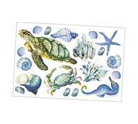 BESTonZON Reusable PVC Underwater World Wall Sticker with Cartoon Turtle and Seaweed Pattern for Home Walls Sea World Theme Decoration