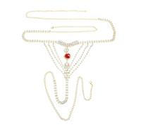 BESTonZON Rhinestone Body Chain Red Crystals for Women, Fashionable Underwear Accessory, One-Piece Crystal Panties Chain for Club and Dance Wear