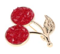 BESTonZON Rhinestone Cherry Brooch Fruit Lapel Pin Minimalist Elegant Copper Metal Lapel Pin Badge Women Casual Events 1.26x1.26x0.47in Cherry Motif