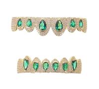 BESTonZON Rhinestone Grill Teeth Fangs Hip Hop Rapper Gothic Vampire Fangs Costume Tooth Grill for Men Women Halloween Cosplay Party Jewelry Collection