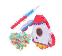 BESTonZON Rocket Pinata with Stick and Blindfold for Birthday Party Game Decorations Space Theme Hanging Pinata for Interactive Shower and Celebration Activities