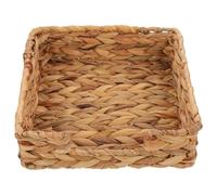 BESTonZON Rustic Style Square Tissue Box Cover with Wicker Tray, Decorative Woven Storage Bins Made of Dried and Iron, Compact Structure with Large Capacity, for Cafe and Store Use