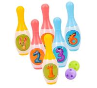 BESTonZON S Bowling Set Indoor Outdoor with Pins for Counting and Athletic Skills Development Family Party Travel Game