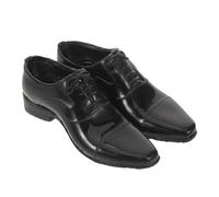 BESTonZON Scale Black Doll Soldier Shoes for Male Action Figures Miniature Workwear Props with Realistic Stitching for Dollhouse Display and Suit Accessories