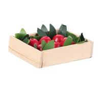 BESTonZON Scale Mini Dollhouse Fruit Crate with Realistic Red Apple Model Kitchen Accessory for Dollhouse Decor Compact Pretend Play Ornament for Market Stalls and Tabletop Scenes