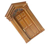 BESTonZON Scale Mini Wooden Dollhouse Door with Opening Function Vintage European Style Miniature Door Ornament for DIY Fairy Garden Decorations and Realistic Doll House Accessory