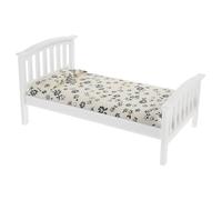 BESTonZON Scale Miniature Dollhouse Furniture Floral Single Bed with Plastic Frame Mattress Pillow for Doll House Accessories Compact and Portable Bedroom Decoration