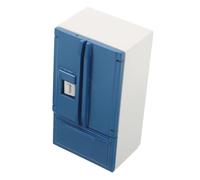 BESTonZON Scale Miniature Double-door Refrigerator Model for Dollhouse Kitchen Wooden Mini Fridge with Realistic Detailing Compact Pretend Play Furniture Accessory for Creative Role-playing