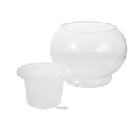BESTonZON Self-watering Hydroponic Indoor Planter Glass Vase for Spaces Transparent Round Fish Bowl Terrarium Pot for Elegant Plant Display and Easy Maintenance
