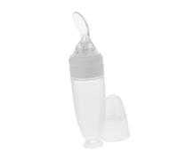 BESTonZON Silicone Food Feeder with Standing Base White Water Porridge Feeding Cup for Easy Dispensing Food Pouch Squeeze Spoon Bottles for Cereal Feeding Safe Gender Neutral Weaning