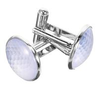 BESTonZON Silver Golf Ball Cufflinks for Men, Metal Shirt Button Covers, Business Suit Accessory, Pair of Crystal Glass Gemstone Studs for Groom and Formal Wear